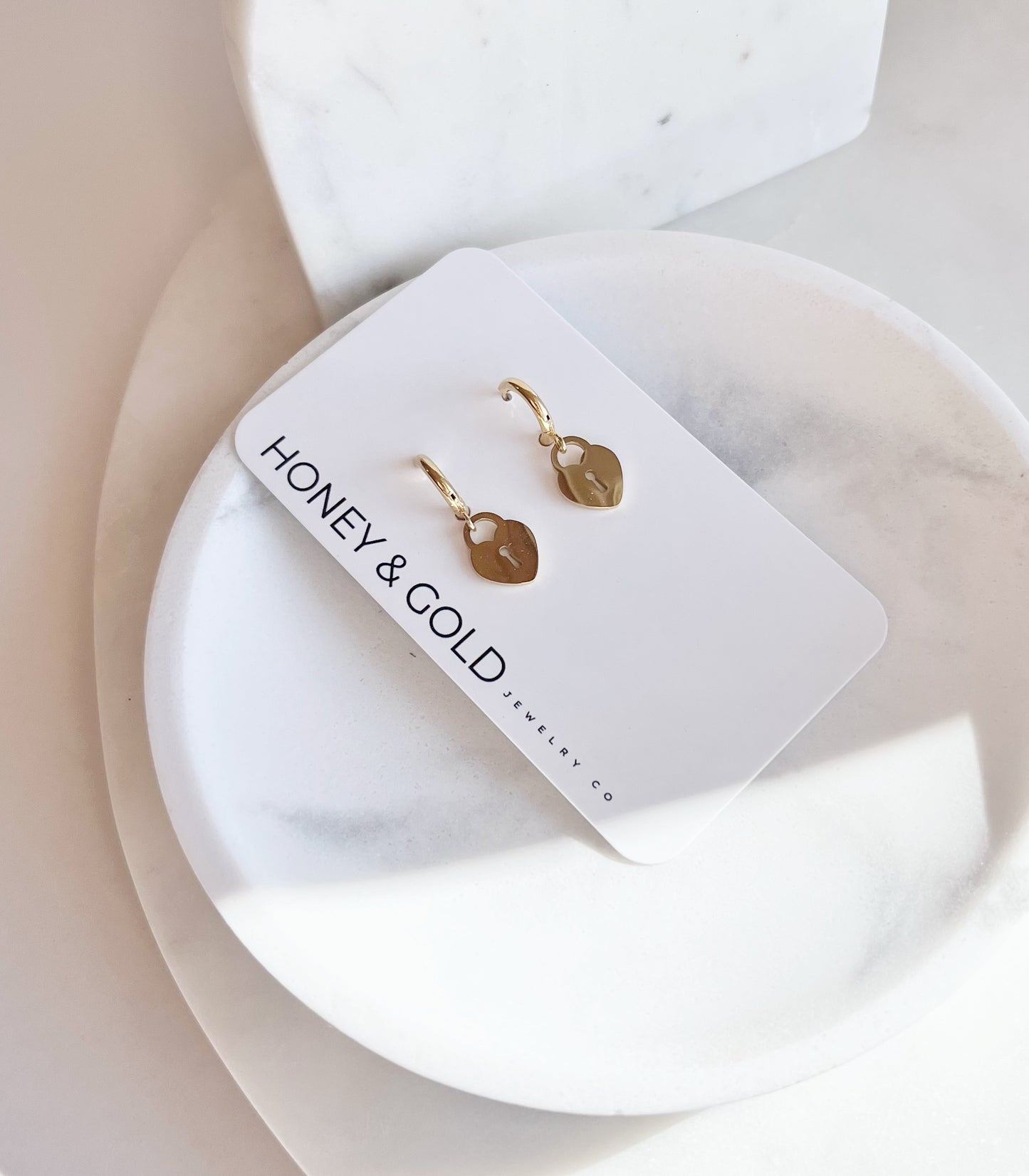 HEART LOCKET: Gold-Tone Heart Locket Hoops