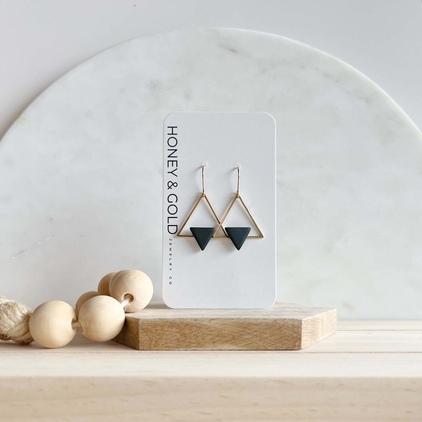 DUALITY DROP: Gold-Tone Triangle Earrings