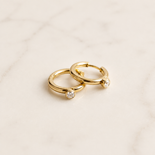 BECCA -  Dainty Zirconia Hoop Earrings