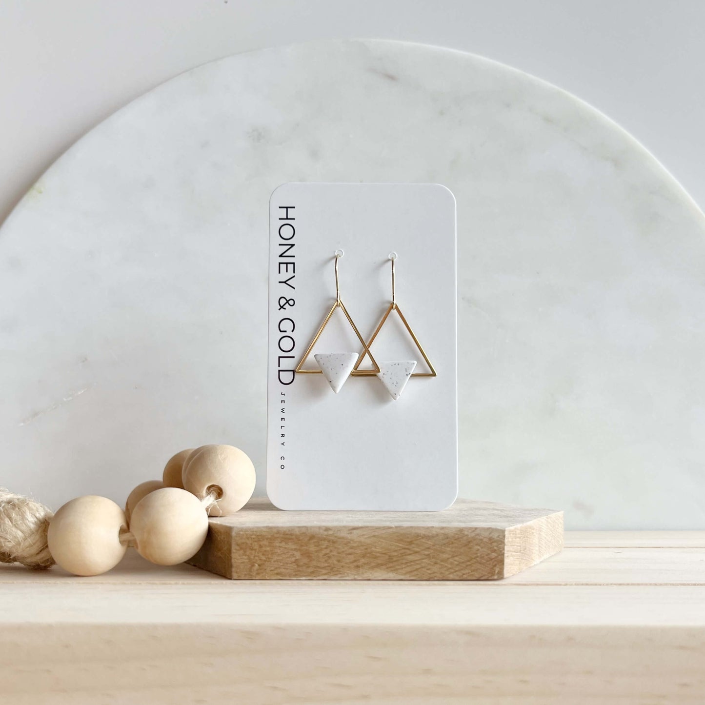 DUALITY DROP: Gold-Tone Triangle Earrings