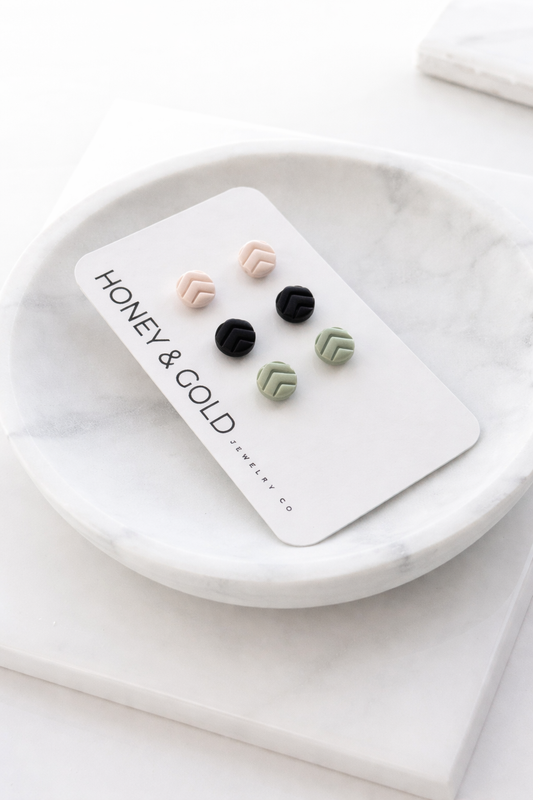 FLETCH TRIO: Herringbone Style Mini Studs