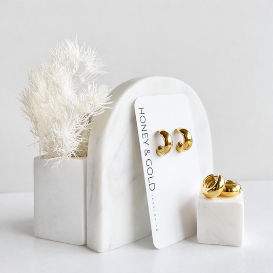 MUSE: 18K Gold Dipped Cambered Chunky Hoop