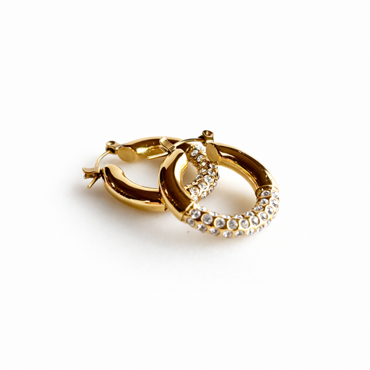 CIRO:18k Gold Dipped Diamond Crystal CZ Rhinestone Earring