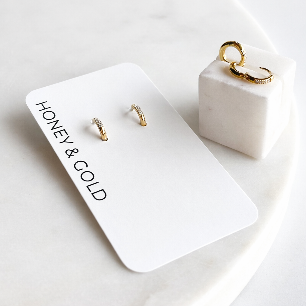 LIV: 18K Gold Dipped Zircon Dainty Huggie Earrings