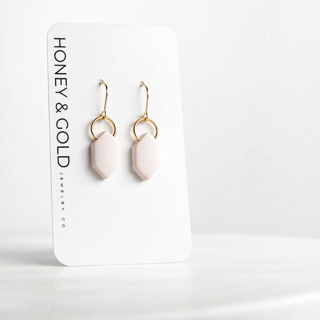 ATREUS: Gold-Toned Elongated Hexagon Earrings
