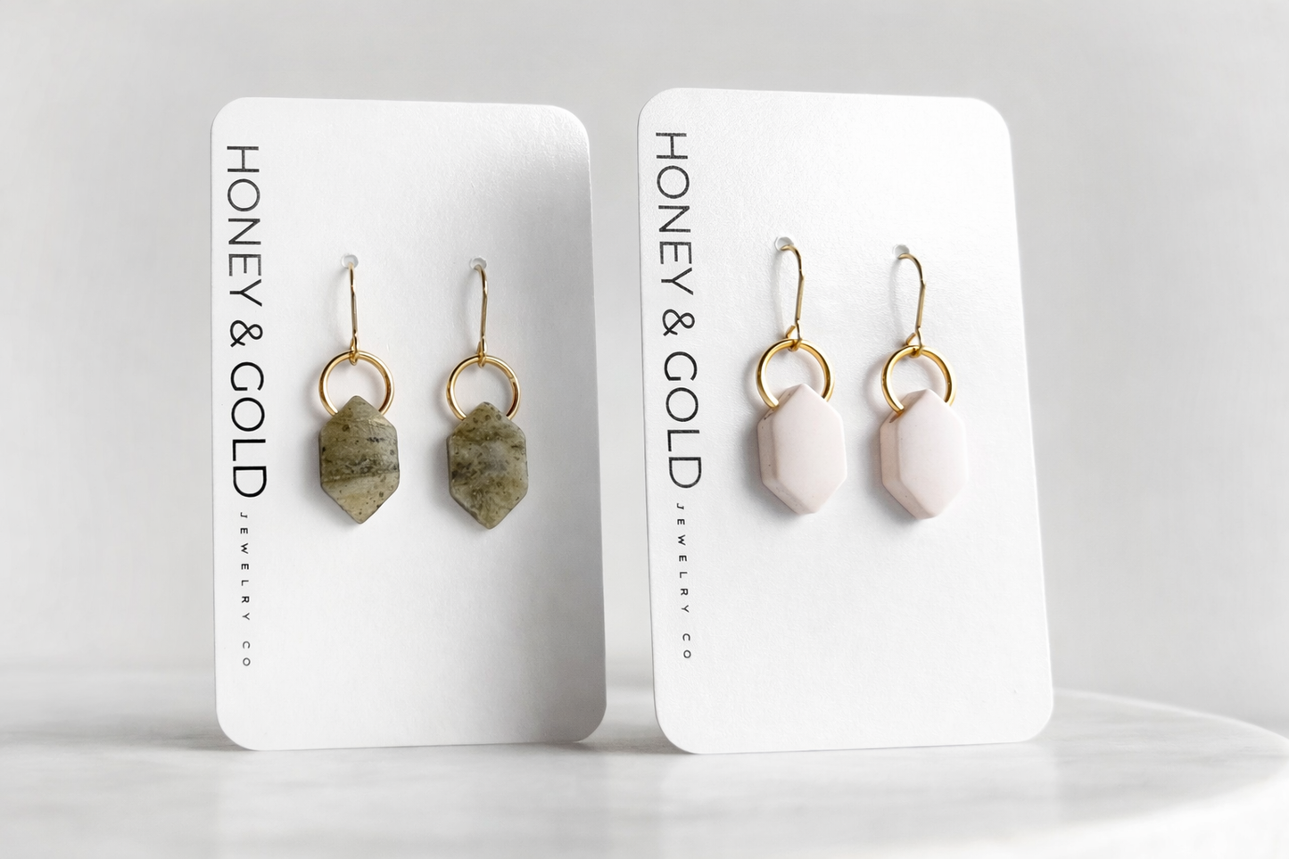 ATREUS: Gold-Toned Elongated Hexagon Earrings