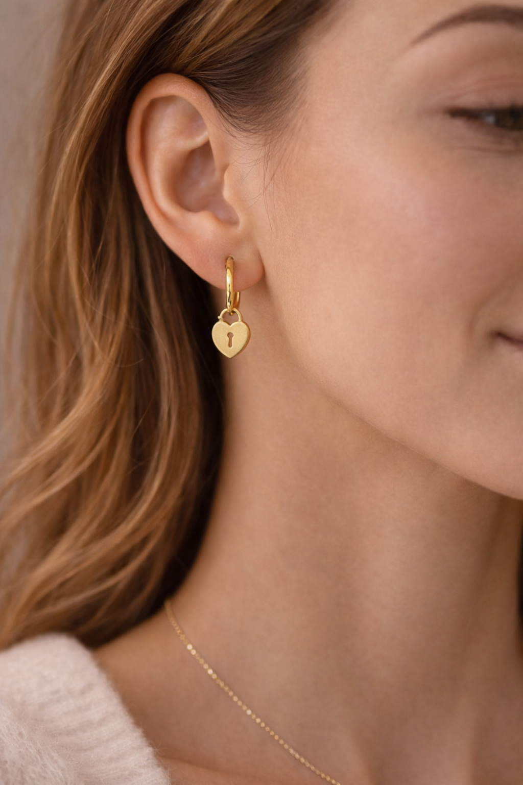 HEART LOCKET: Gold-Tone Heart Locket Hoops