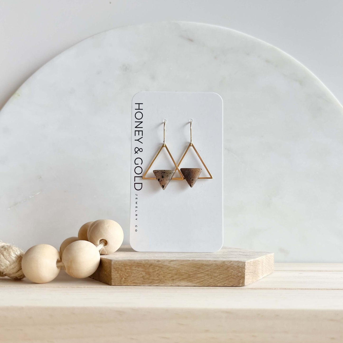 DUALITY DROP: Gold-Tone Triangle Earrings