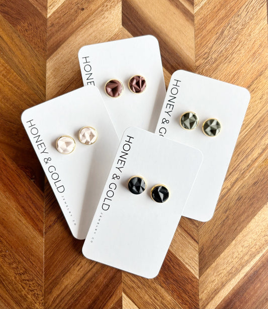 KENDRIX: Gold-Tone Geometric Stud Earrings