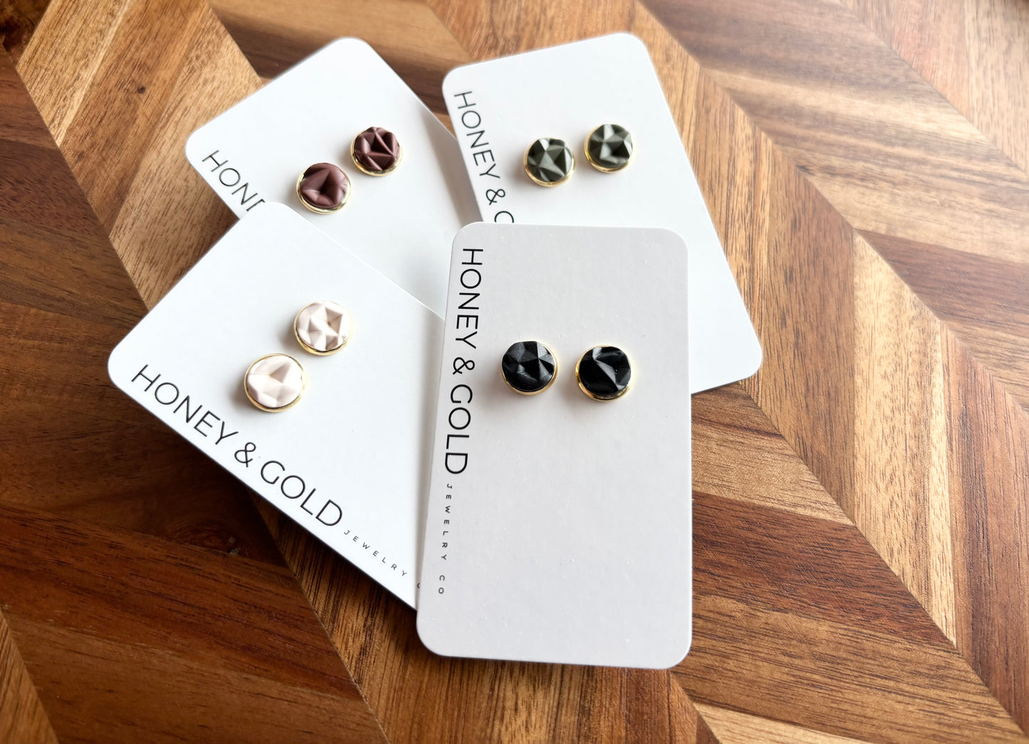 KENDRIX: Gold-Tone Geometric Stud Earrings
