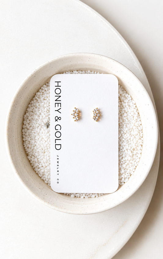 The Versailles | Dainty 18K Gold Plated Cubic Zirconia studs