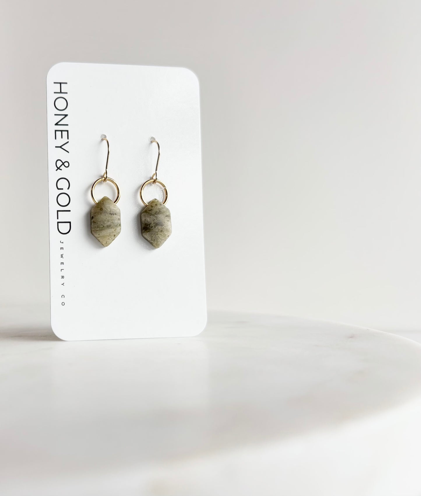 ATREUS: Gold-Toned Elongated Hexagon Earrings