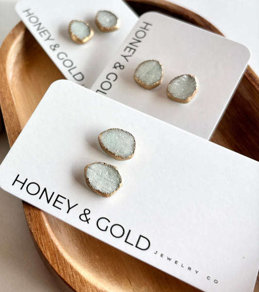 AZURE - Druzy Teal Stud Earrings