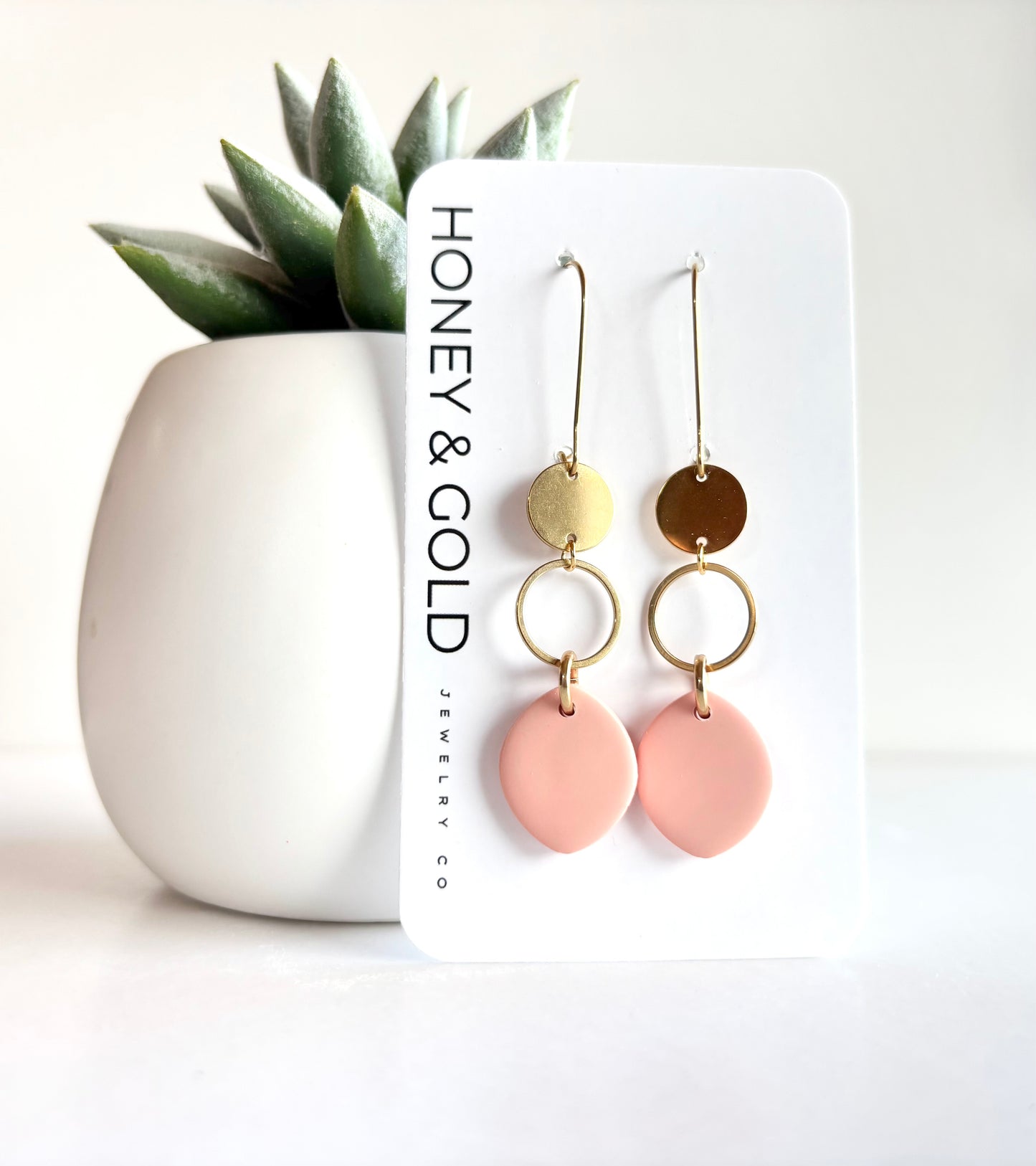 LILOU - Golden Disk / Drop-Style Earring