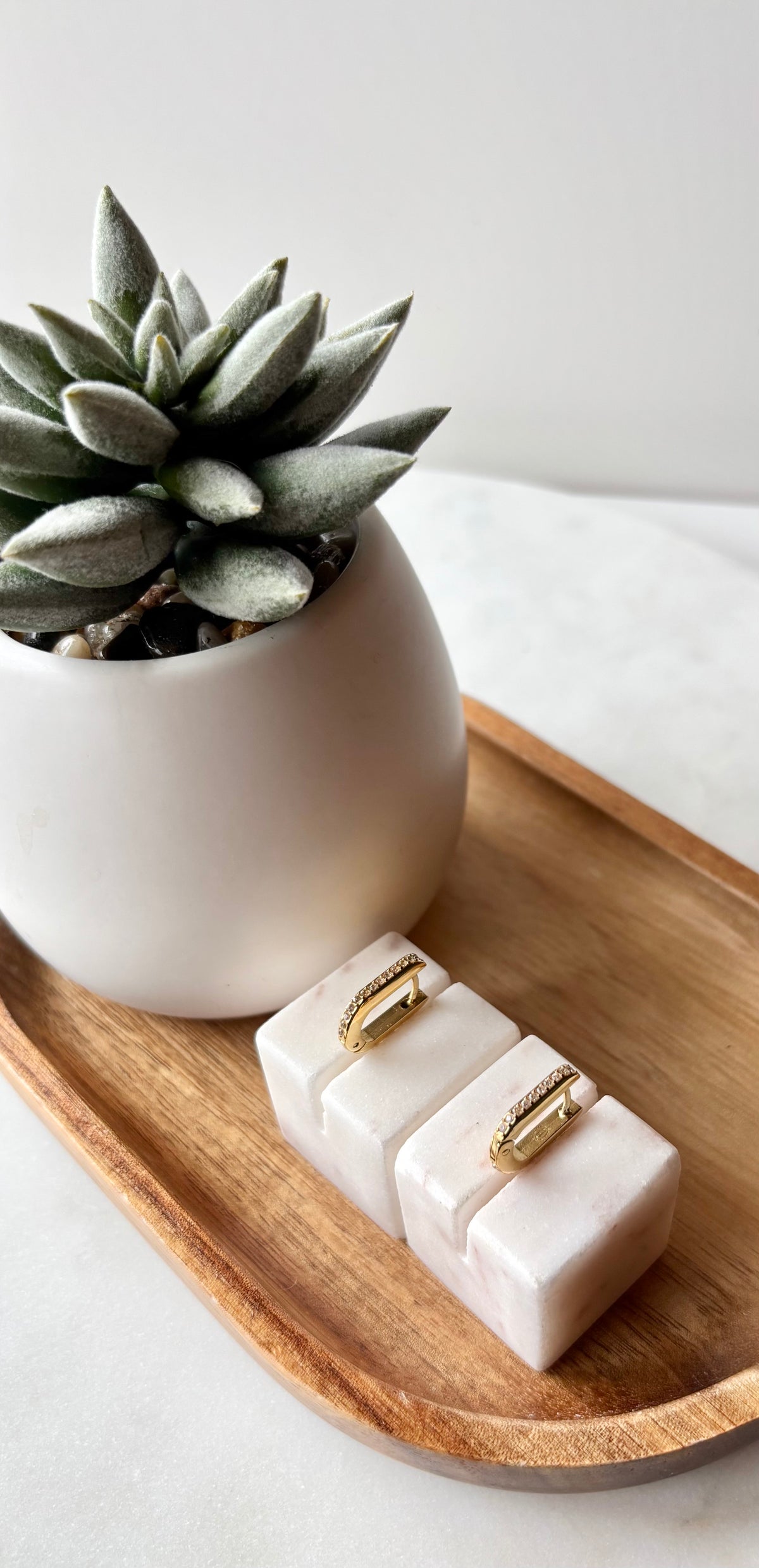 CHARMING -18K Gold Dipped U-shaped Zirconia Huggie Earring