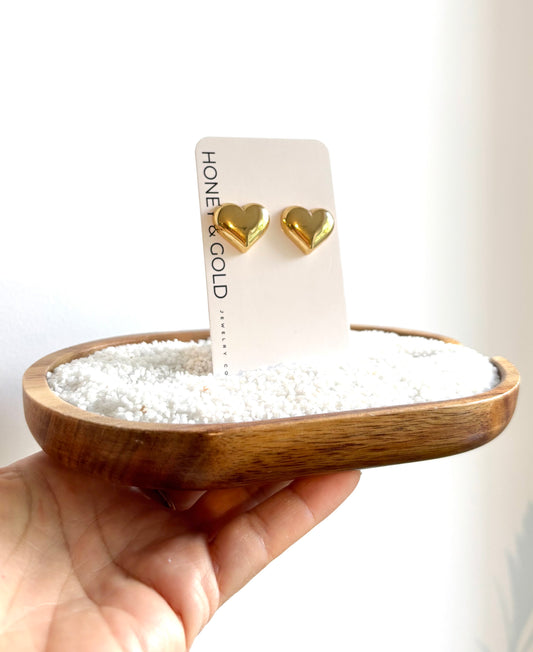 BUBBLE HEART - 18k Gold Dipped Heart Studs