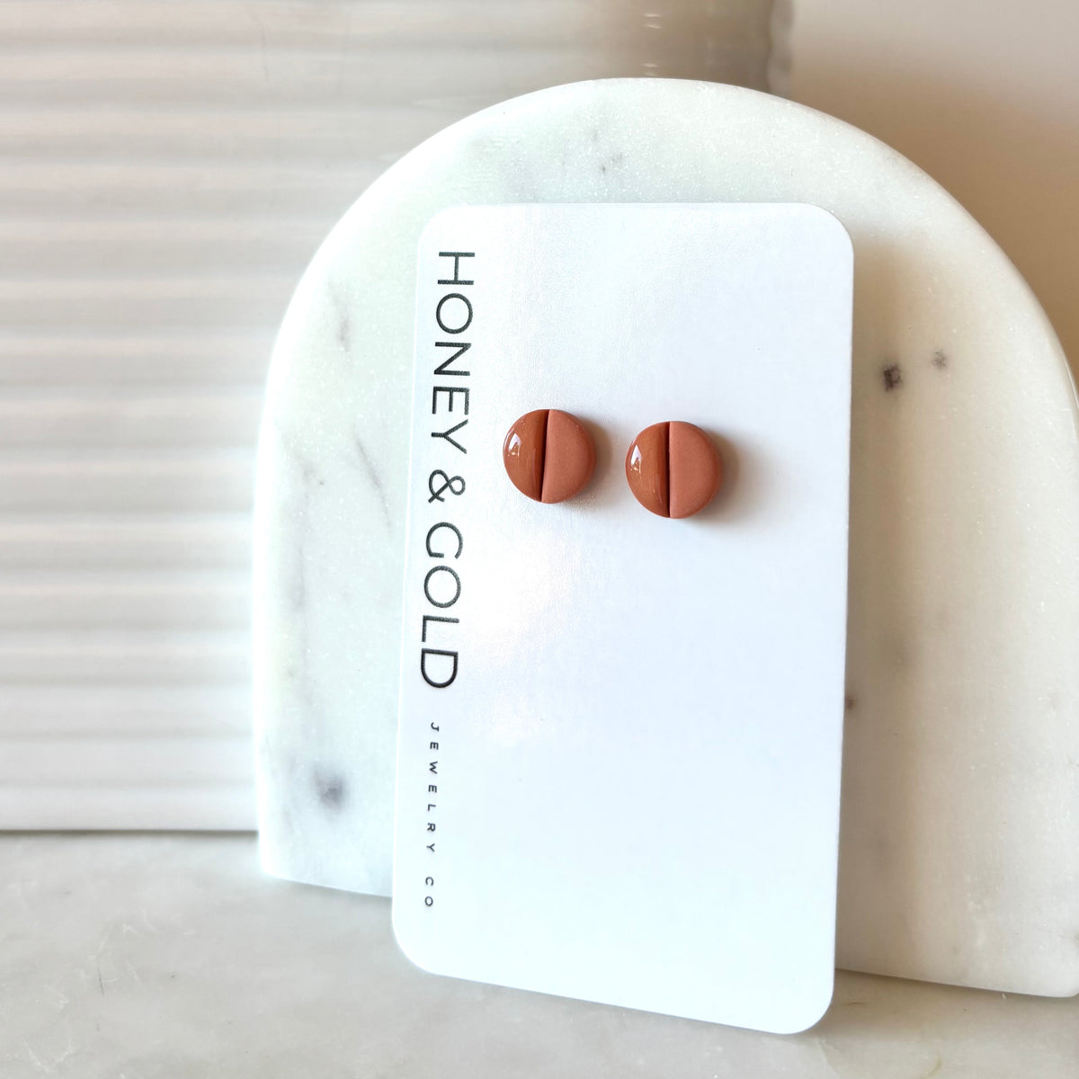 HALF GLAZED - Minimalist stud style earring.