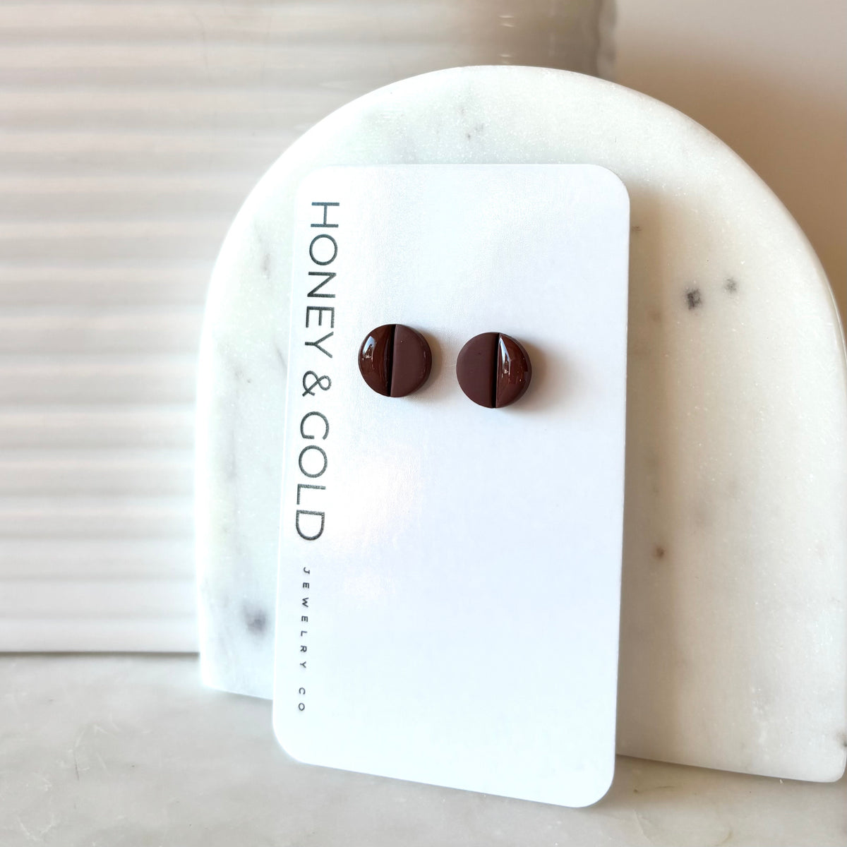 HALF GLAZED - Minimalist stud style earring.