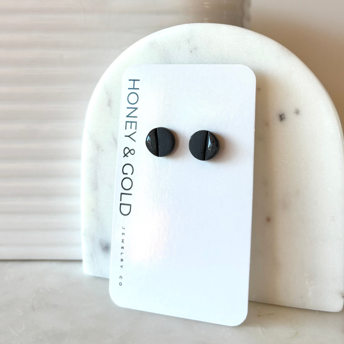 HALF GLAZED - Minimalist stud style earring.