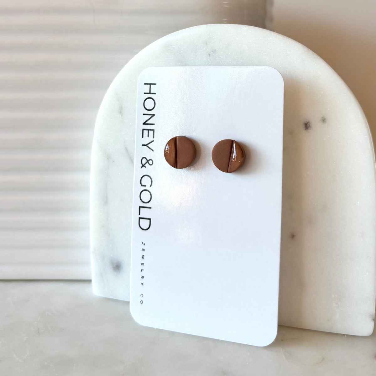 HALF GLAZED - Minimalist stud style earring.
