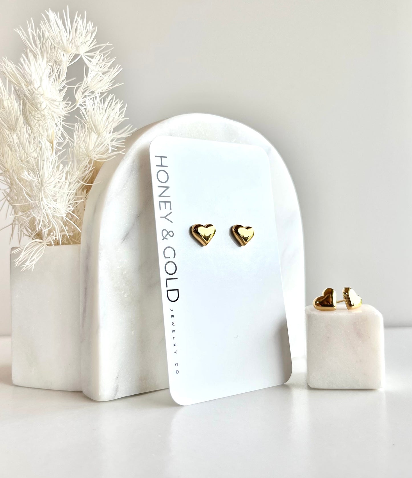 HEARTSTOPPER: 18k Gold Dipped Heart Stud Earrings