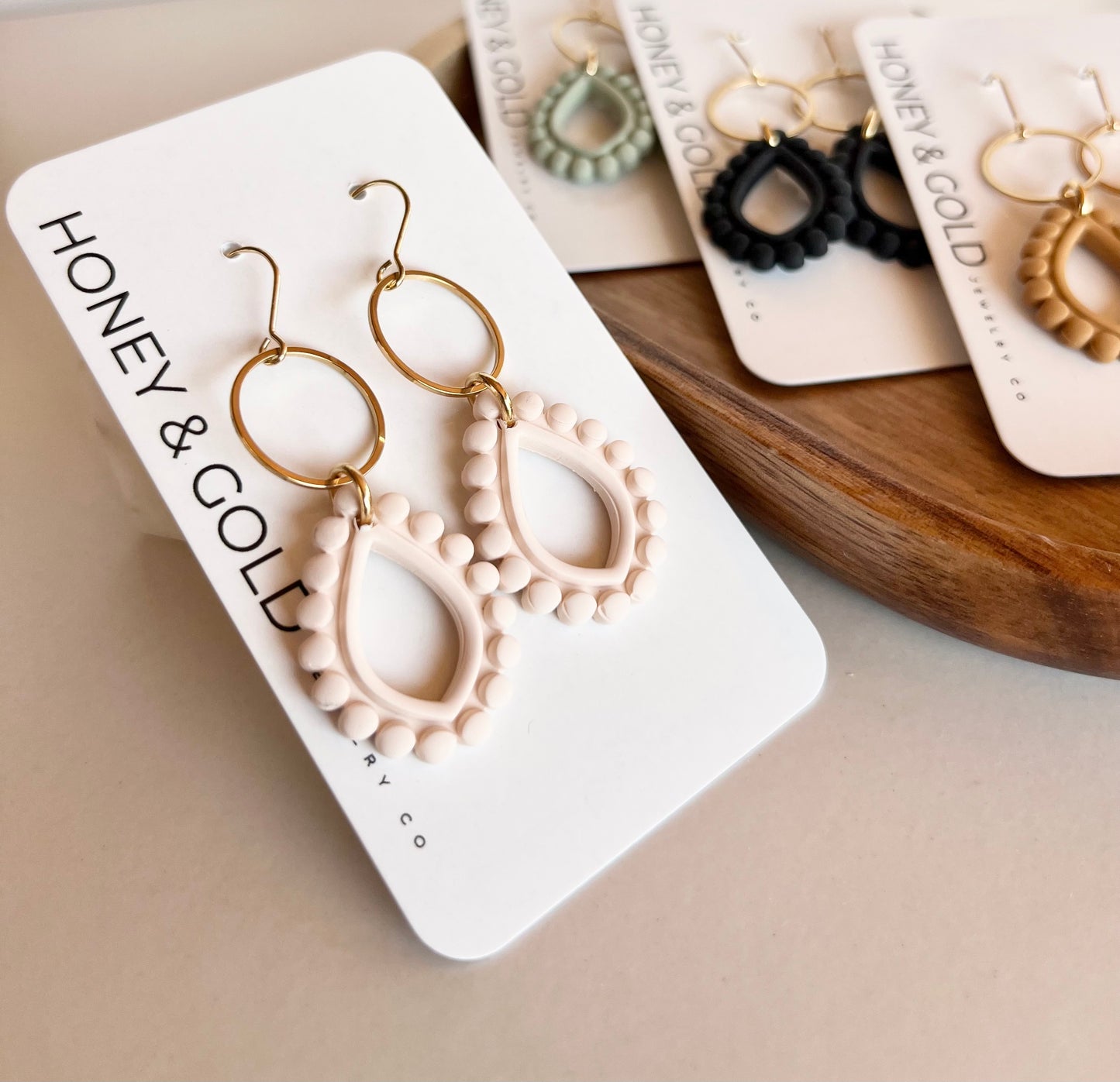 LARKIN: Soft Matte, Sculpted Bubble Teardrop Earrings