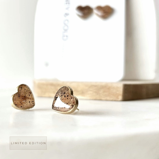 CRUSH: Gold Lustre, Softly Translucent Heart Studs