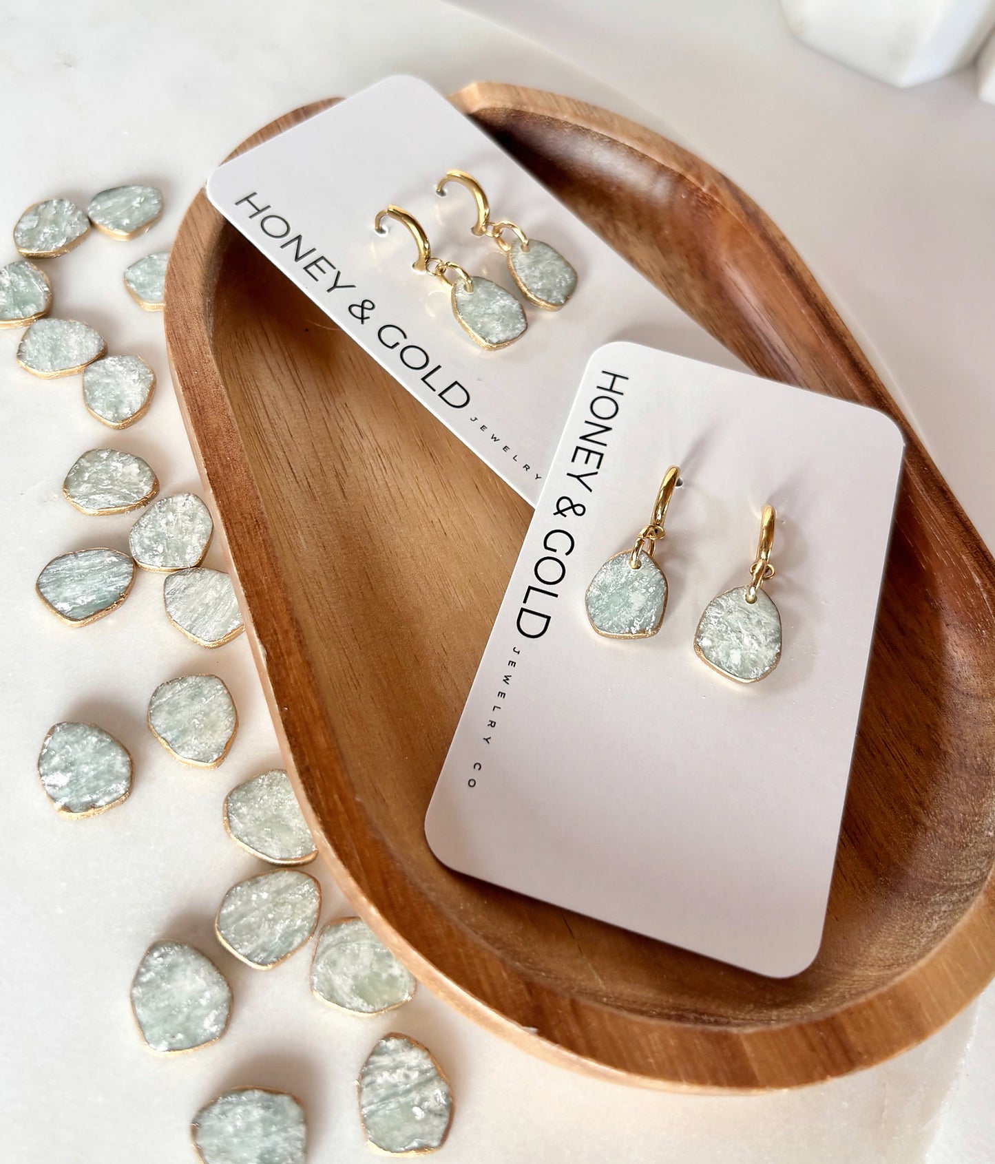 AZURE - Teal Faux Stone Huggies